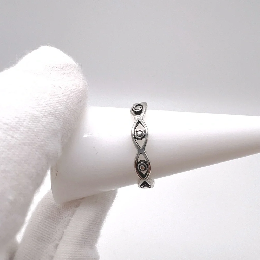 .925 Sterling Silver Evil Eye Band Ring